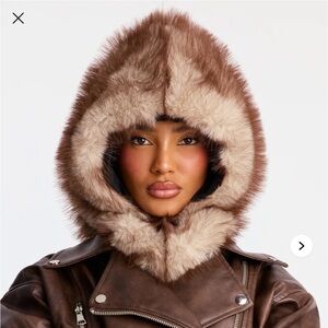 Women's Brown Faux Fur Balaclava (Jacket Not Included)